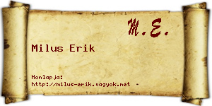 Milus Erik névjegykártya